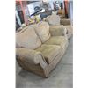 Image 2 : MODERN BROWN SUEDE WITH BRASS NAIL HEADS CHAIR AND LOVESEAT