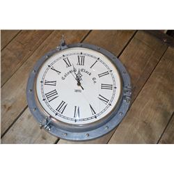 New - Cast Aluminum Port-hole Style Clock