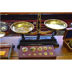 Antique Brass & Steel Scale with counter weights