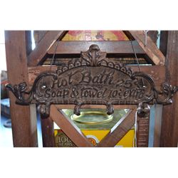Cast Iron Towel Holder -  "Hot Bath 25c"