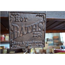 Cast Iron Towel Holder -  "Hot Baths 25c"