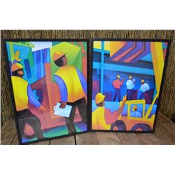 2 - Colourfull Framed Construction Theme Prints