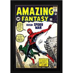 Stan Lee Signed "Spider-Man" 29x42 Custom Framed Poster Display (Lee Hologram)