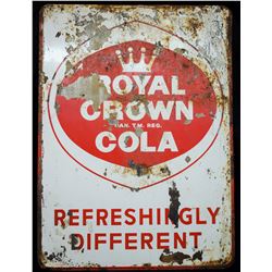 Large Vintage Royal Crown Cola Metal Sign