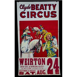 1945 Wisconsin Circus Museum Circus Poster (Clyde Beatty Circus)