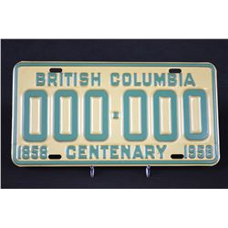 RARE - 1958 BC Sample Plate.