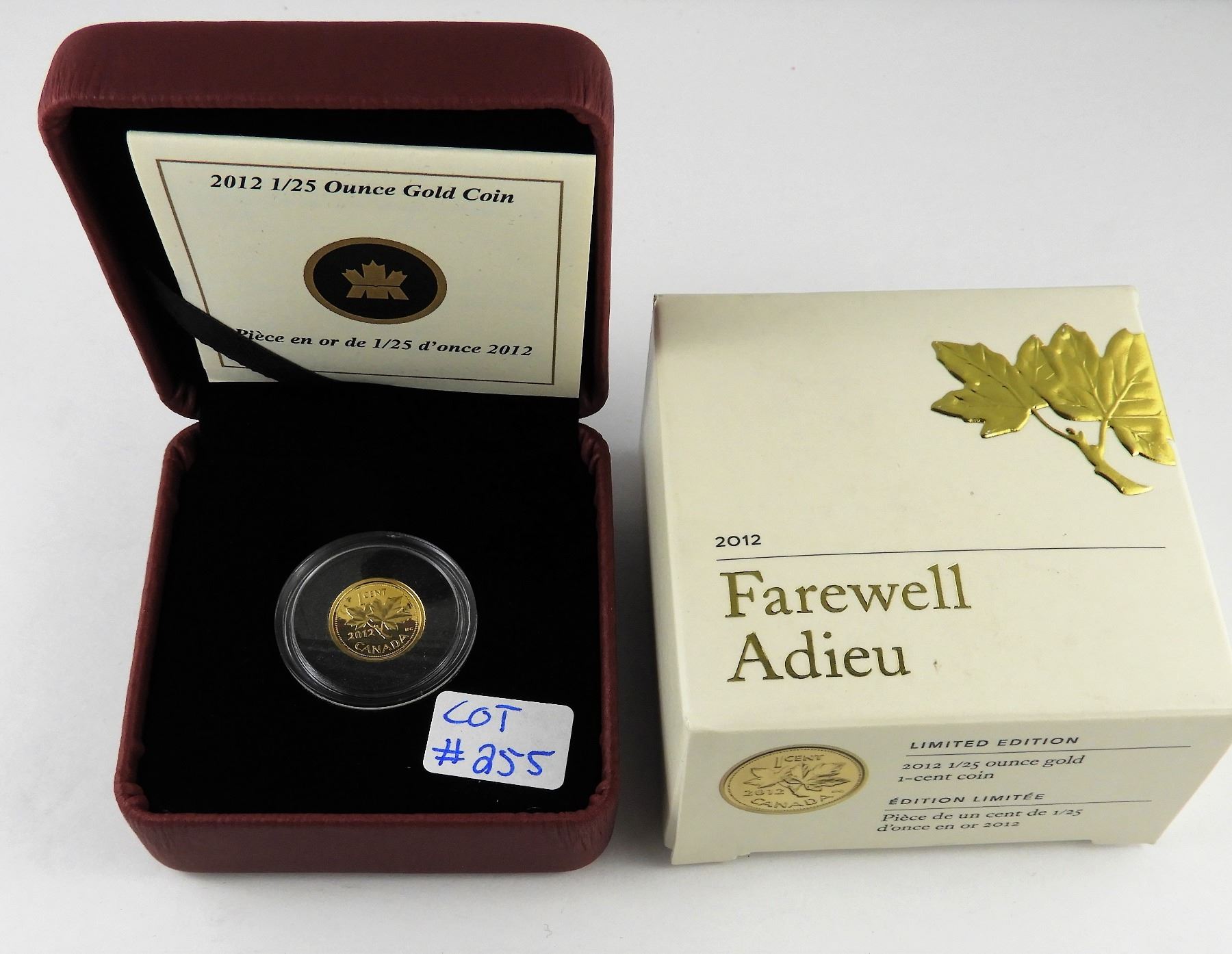 2012 Canada 1//25oz Farewell to the Penny Gold Coin