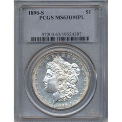 1890-S $1 Morgan Silver Dollar Coin PCGS MS63DMPL