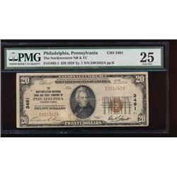 1929 $20 Northwestern Nation Bank Note PMG 25