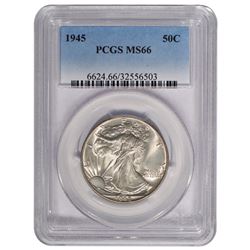 1945 Walking Liberty Half Dollar Coin PCGS MS66