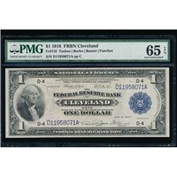 1918 $1 Cleveland Federal Reserve Note PMG 65EPQ