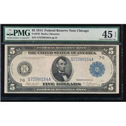 1914 $5 Chicago Federal Reserve Note PMG 45EPQ