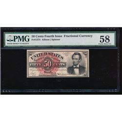 50 Cent 1864 Fourth Issue Fractional Note PMG 58