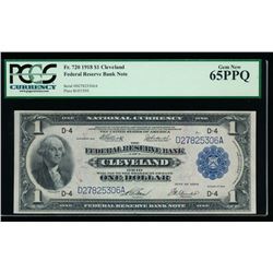 1918 $1 Cleveland Federal Reserve Bank Note PCGS 65PPQ