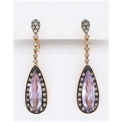 Levian 14KT Rose Gold Amethyst and Diamond Earrings