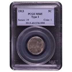 1913 Buffalo Nickel Type 1 PCGS MS65