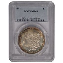 1881 $1 Morgan Silver Dollar Coin PCGS MS63