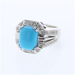 14KT White Gold 3.03ct Turquoise and Diamond Ring