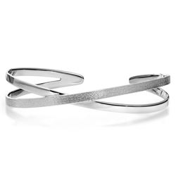 Sterling Silver Polished and Textured Bangle