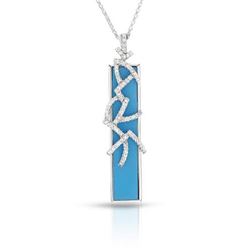 14KT White Gold 5.62ct Turquoise and Diamond Pendant with Chain