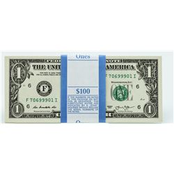 Lot of 100 Consecutive 2013 $1 Federal Reserve Notes