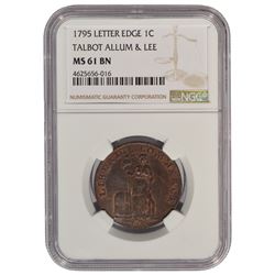 1795 Letter Edge Cent Coin NGC MS61BN