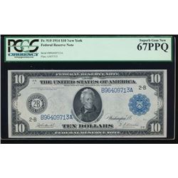 1914 $10 New York Federal Reserve Note PCGS 67PPQ