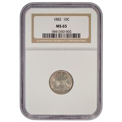 1882 Seated Liberty Dime Coin NGC MS65