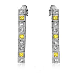 14KT White Gold 0.52ctw Yellow Sapphire and Diamond Earrings