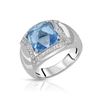 Image 1 : 14KT White Gold 7.84ct Blue Topaz and Diamond Ring