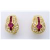 Image 1 : 18KT Yellow Gold Ruby and Diamond Earrings