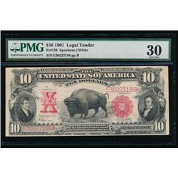 1901 $10 Bison Legal Tender Note PMG 30