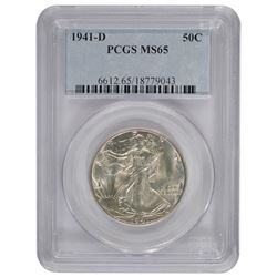 1941-D Walking Liberty Half Dollar Coin PCGS MS65