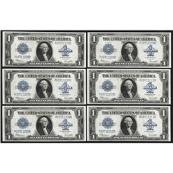 Lot of (6) Consecutive 1923 $1 Silver Certificate Notes Uncirculated