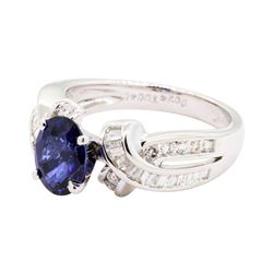 1.93 ctw Sapphire and Diamond Ring - 18KT White Gold