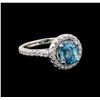 3.16 ctw Blue Zircon and Diamond Ring - 14KT White Gold