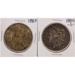 Lot of 1883 & 1884-S $1 Morgan Silver Dollar Coins