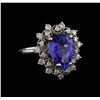 3.42 ctw Tanzanite and Diamond Ring - 14KT White Gold