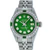 Image 2 : Rolex Ladies Stainless Steel Green Diamond & Emerald 26MM Datejust Wristwatch