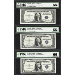 Lot of (3) 1935E $1 Silver Certificate Notes Fr.1614 PMG Gem Uncirculated 66EPQ