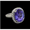 10.35 ctw Tanzanite and Diamond Ring - 14KT White Gold