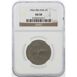 1966 Ireland Eire Floirin 2 Shilling Coin NGC AU58