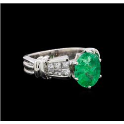 2.60 ctw Emerald and Diamond Ring - Platinum