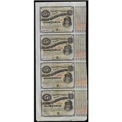 Uncut Sheet of (4) State of Louisiana Baby Bond Obsolete Notes