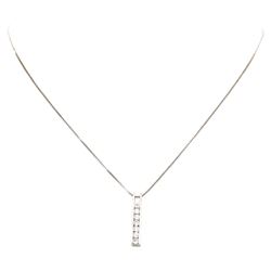 0.56 ctw Diamond Bar Pendant with Chain - 14KT White Gold