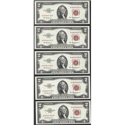 Lot of (5) Consecutive 1953A $2 Legal Tender Notes