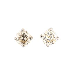 0.40 ctw Diamond Stud Earrings - 14KT White Gold