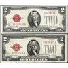 Image 1 : Lot of (2) 1928G $2 Legal Tender Notes