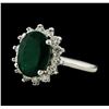 3.32 ctw Emerald and Diamond Ring - 14KT White Gold