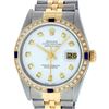 Rolex Mens 2 Tone 14K White Diamond & Sapphire Datejust Wriswatch